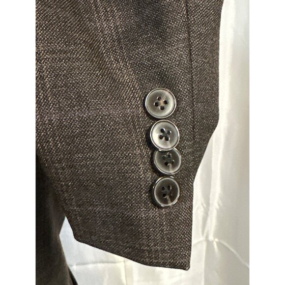 Calvin Klein Mens Wool Suit Jacket Blazer 44R Dark Brown With Notch Lapel & Butt - Picture 4 of 9